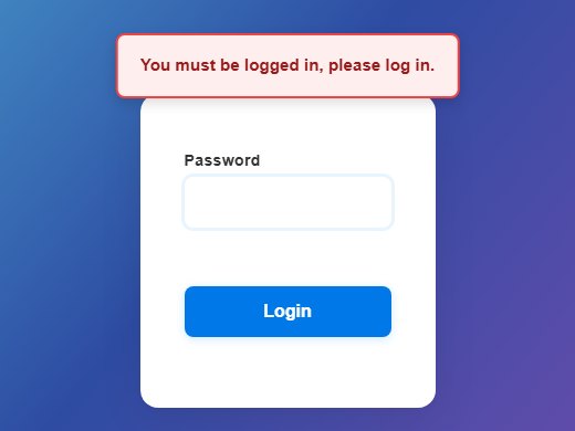 A tela de login do changedetection.io com o aviso You must be logged in, please log in e o campo Password